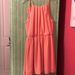 Peach dress with large keyhole back
